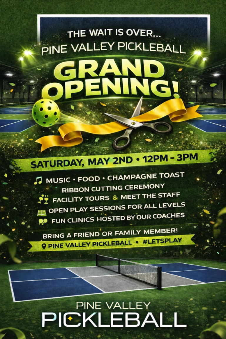 Join Us For Our <strong>Grand Opening</strong> | Pine Valley Pickleball | Contact Landing